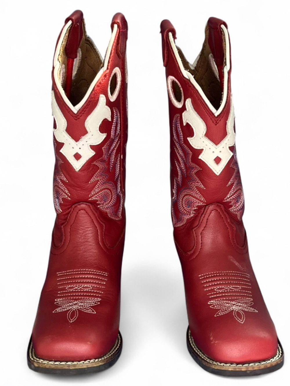 Tony Lama Red Leather Scarlet Barn Western Style Ankle Boots - KIDS SIZE 10 D